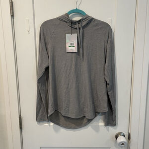 UNDER ARMOUR Athlete Recovery Heather Gray Large Shirt Women Pullover Hooded